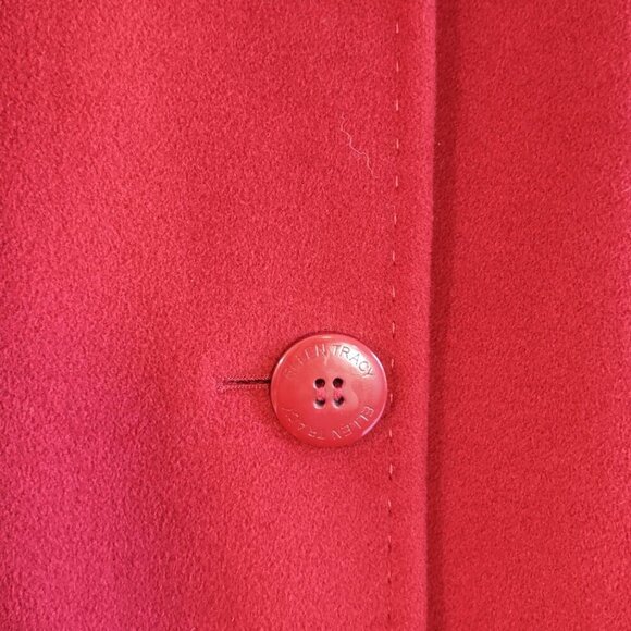 Ellen Tracy Luxurious Angora & Wool Pea Coat Ruby Red Classic Elegant Size XS - Picture 10 of 10